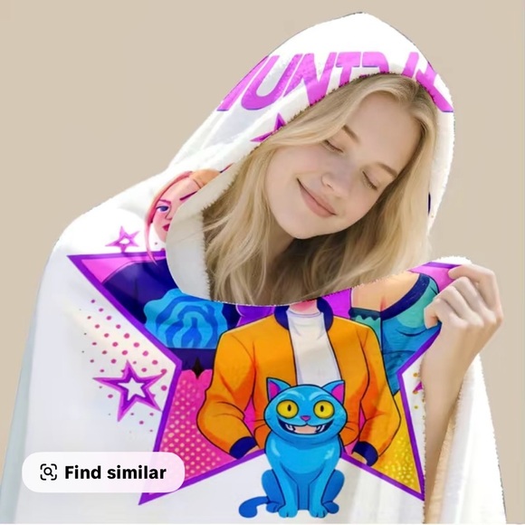 Kids K-Pop Hooded Blanket with- Purple and White - Picture 2 of 6
